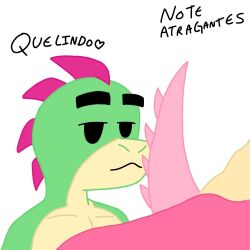 2boys brawl_stars buzz_(brawl_stars) buzz_x_doug dinosaur doug_(brawl_stars) face furry furry_only gay gay_domination green_skin mrgatuber naked no_humans penis penis_in_face red_body spanish spanish_text supercell tagme text