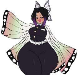 1girls asshushie big_ass big_breasts big_butt black_hair blackwashed brown_eyes dark-skinned_female dark_skin demon_slayer female fully_clothed huge_ass huge_butt huge_thighs kimetsu_no_yaiba kochou_shinobu large_ass large_butt luvanely race_swap short_hair smile smiling thick_ass thick_hips thick_legs thick_thighs thighs white_background wide_hips wide_thighs