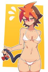 1girls atlas_(megaman) bikini breasts buzzlyears cat_tail mega_man mega_man_zx_advent navel underboob