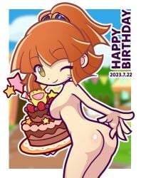 arle_nadja ass birthday birthday_suit breasts carbuncle_(puyo_puyo) furii_(artist) happy_birthday nipples puyo_puyo puyo_puyo_artstyle sega