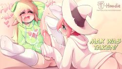 2boys ass cum cum_on_face elf femboy femboy_on_femboy hoodie max_(hoodie) moaning penis red_hair stockings thigh_highs thighhighs