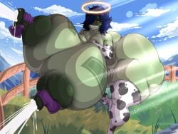 1girls 2023 areola areolae ass bent_over big_areola big_ass big_breasts big_nipples blue_hair breast_milking breasts bronzong commission cow_print cow_print_armwear cow_print_thighhighs disembodied_hands erect_nipples female female_focus generation_4_pokemon gigantic_breasts gigantic_thighs grass green_areola green_nipples green_skin halo huge_areolae huge_ass huge_breasts huge_nipples huge_thighs hyper hyper_breasts kurano_(dshiwak) lactating lactation large_areolae large_ass large_breasts large_nipples mature_female milking milking_breasts nipple_play nipple_squeeze nipples oc okioppai original original_character pokemon pokemon_(species) pokemon_dppt short_hair smile solo solo_focus sun_rays thick_thighs top_heavy topless wide_hips