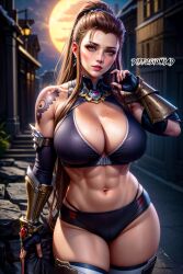 1girls ai_generated big_breasts blizzard_entertainment breasts brigitte brigitte_lindholm curvy_figure diffusionlad female female_only huge_breasts long_hair looking_at_viewer muscular_female overwatch seductive_look stable_diffusion voluptuous voluptuous_female