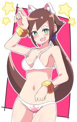 blush bra breasts brown_hair buzzlyears cat_ears cleavage mega_man mega_man_zx_advent navel panties ponytail