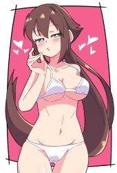 1girls aile blush bra breasts brown_hair buzzlyears mega_man mega_man_zx_advent panties ponytail underboob