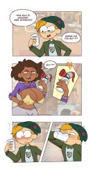 amphibia big_breasts blush bra breast_milk casual clothing comic comic_panel dark-skinned_female dark_skin deep_blush disney disney_channel drawsoyeah english_text female horny_male human humor lactating lactation light-skinned_male male milf milking_machine mother mrs._boonchuy older_female oum_boonchuy pale_skin slight_blush sprig_plantar straight_hair text twig_(amphibia) younger_male