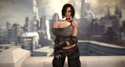 1girls 3d 3d_(artwork) alternate_breast_size breasts_bigger_than_head bulletstorm cleavage cleavage_overflow clothed clothed_female electronic_arts epic_games female female_only female_solo fingerless_gloves gigantic_breasts gloves huge_breasts human human_female human_only human_solo midriff nipple_bulge people_can_fly solo solo_female trishka_novak vaako