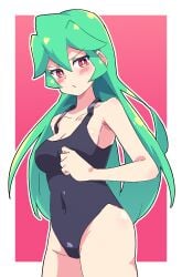 1girls bodysuit buzzlyears green_hair mega_man mega_man_zx one-piece_swimsuit pandora_(mega_man)