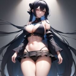 1girls ai_generated bleeding_eye bush cleavage female fit_female long_hair midriff nemus_waifu_generator pooplool simple_background solo solo_female tagme very_long_hair