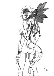 1girls black_and_white cyborg dinomorphia_kentregina dinosaur_girl dinosaur_tail monster_girl scar yu-gi-oh!