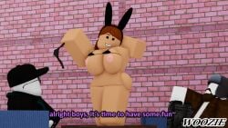 1girls 2boys 3d big_ass big_breasts bra bra_aside bunny_ears dialogue english_text panties pink_nipples roblox robloxian smiling_at_another tagme taking_clothes_off taking_panties_off text woozwooz4