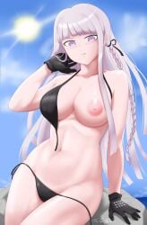 big_breasts bikini breasts busty cleavage danganronpa danganronpa:_trigger_happy_havoc danganronpa_1 danganronpa_s:_ultimate_summer_camp female female_focus female_only hourglass_figure huge_breasts kirigiri_kyouko large_breasts neolink077 nipples straight_hair thick_thighs thighs voluptuous voluptuous_female wardrobe_malfunction