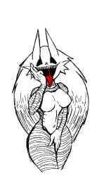 belly_button creepypasta featureless_breasts female female_focus female_only fingers_in_mouth ghastlybum hand_on_pussy kon_(scared_bum) looking_at_viewer nanodude78 nightmare_waifu red_eyes scared_bum sharp_teeth sonic.exe sonic.exe_(series) sonic_(series) tongue tongue_out