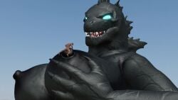 2023 3d animated anthro female frolich giantess glowing_eyes godzilla godzilla_(series) human human_on_anthro larger_female macro micro micro_on_macro monsterverse nipple_penetration nipples reptile scales scalie size_difference smaller_male sound spines tagme video