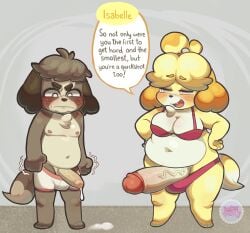 angry animal_crossing anthro big_penis blush bodily_fluids bra breasts brother canid canine canis chubby_female chubby_male clothing comparing cum dialogue digby_(animal_crossing) domestic_dog duo embarrassed fat_female female fist futanari genital_fluids genitals hands_on_hips hi_res humiliation incest intersex intersex/male isabelle_(animal_crossing) lilbunpinky male mammal navel nintendo nipples overweight panties penis penis_humiliation premature_ejaculation premature_ejaculation_shaming sibling sister small_penis_humiliation speech_bubble text underwear