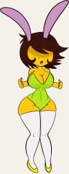 big_breasts brown_hair bunny_ears bunnysuit deltarune deltarune_chapter_2 kris_(deltarune) kris_female_(deltarune) simple_background tagme thick_thighs thighhighs undertale_(series) vile_eyes