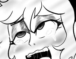 1girls 2021 ahe_gao close-up crying crying_with_eyes_open emily_(lemonadepikachu) female female_focus lemonadepikachu looking_pleasured monochrome oc open_mouth original original_character pleasure_face pumspread solo solo_focus