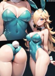 ai_generated blonde_hair blue_eyes bunny bunny_costume bunny_ear bunny_ears bunny_girl bunny_tail bunnygirl bunnysuit henryv3 mario_(series) princess_rosalina self_upload twitter_username