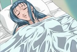 1girls bare_shoulders bed bed_sheet bible_black bible_black_gaiden big_breasts blanket blue_hair breasts completely_nude completely_nude_female female female_focus female_only hair_ornament hairband head_on_pillow head_tilt high_resolution implied_fingering implied_masturbation implied_sex long_hair mochida_junko no_eyewear no_glasses nude parted_lips petite petite_female pillow screencap sexually_suggestive sidelocks sleeping sleeping_nude solo suggestive teenage_female teenager under_covers upper_body white_skin