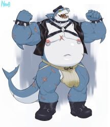 2_penises abdominal_scar aegir_carcharias anthro arm_scar aroused aroused_face aroused_male aroused_smile balls beer_belly belly biceps big_belly big_muscles biker biker_boots biker_cap biker_jacket black_boots black_bracelet black_cap black_clothing black_footwear black_harness black_hat black_headwear black_jacket black_leather black_leather_jacket black_topwear black_wristband blue_body blue_scales boots bracelet bulge chest_scar clothed clothing collar detailed_bulge diphallia diphallism erection erection_under_clothing erection_under_jockstrap erection_under_underwear exposed_belly exposed_chest facial_piercing facial_scar fangs fish fist flexing flexing_bicep flexing_both_biceps flexing_muscles flexing_pecs flirting flirting_with_viewer footwear genital_outline genitals grey_body grey_scales grin grinning_at_viewer harness hat headgear headwear hi_res jacket jewelry jockstrap leather leather_boots leather_bracelet leather_clothing leather_collar leather_daddy leather_footwear leather_harness leather_jacket leather_topwear leather_wristband leg_scar looking_at_viewer male manly marine multi_genitalia multi_penis musclegut muscles muscular muscular_anthro muscular_male neofi nipple_piercing nipple_ring nipples nose_piercing nose_ring open_clothing open_jacket open_topwear pantsless pantsless_anthro pantsless_male partially_clothed partially_clothed_anthro partially_clothed_male pecs penis penis_outline piercing presenting presenting_bulge presenting_pecs raised_arms rebel ring_piercing scales scar scarred_body seducing_viewer seductive shadow shark shoes showing_off_muscles simple_background smile smiling_at_viewer solo spiked_bracelet spiked_collar spiked_wristband spikes standing tail_scar teeth tenting thick_arms thick_thighs tongue topwear tough_guy underwear white_background white_clothing white_jockstrap white_underwear wristband yellow_eyes