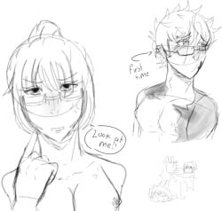 1boy 1boy1girl angry_expression breasts female first_time jujutsu_kaisen maki_zenin male oc ocxcanon piercings scars shy tits_out zenin_maki