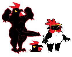 arms_up ass balls beak berryofmalice bird black_body buff buff_male chicken claws cock female humanoid humanoid_genitalia humanoid_penis long_cock long_penis male male_chicken naked pecs penis precum thick_ass thick_thighs yellow_eyes