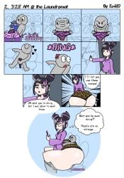 1boy 1girls ass ass_focus big_ass capcom comic evilld facesitting female juri_han laundry male masturbation misunderstanding oblivious panties source_request street_fighter washing_machine