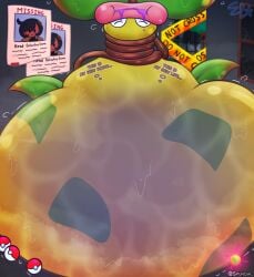 absurd_res ambiguous_ending ambiguous_vore artist_name artist_signature background black_hair emma_(pokemon) emma_(pokemon_legends:_z-a) english_text female_prey gamefreak hair_accessory hyper hyper_belly leaves looking_at_viewer marble matiere_(pokemon) matiere_(pokemon_legends:_z-a) mega_utsubot mega_victreebel missing_poster mouth pokeball pokeballs pokemon pokemon_(species) pokemon_legends:_z-a spunow_ squirming sweat sweating sweaty tagme text utsubot victreebel vore vore_belly yellow_tape