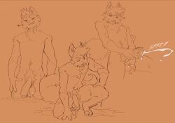 1boy absurd_res anthro balls bodily_fluids cum domestic_cat ejaculation felid feline felis fur genital_fluids genitals hi_res lackadaisy male male_only mammal masturbation nerunaur nicodeme_savoy nude partially_submerged smile solo
