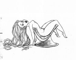 ariel ariel_(the_little_mermaid) barefoot completely_nude completely_nude_female disney disney_princess female female_only only_female original_artwork pleasure_face sketch the_little_mermaid