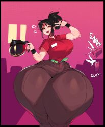 1girls asian asian_female ass big_ass big_breasts bottom_heavy breasts bulumble-bee fat_ass female female_focus female_only fully_clothed giant_ass gigantic_ass huge_ass huge_thighs hyper hyper_ass hyper_hips hyper_thighs light-skinned_female massive_ass massive_thighs mizuki_(bulumble-bee) money money_under_clothes peace_sign round_ass smile solo thick_ass thick_thighs thigh_focus wide_hips