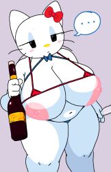 ... 1girls anthro balls big_areola big_balls big_breasts bikini bow breasts cassettedream cat_ears digital_media dream-cassette exposed_breasts exposed_nipples feline female hello_kitty hello_kitty_(character) hello_kitty_(series) hoshime neutral_expression sanrio speech_bubble wine_bottle wine_glass