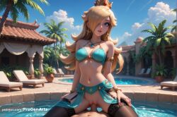 1boy 1boy1girl 1girls ai_generated armlet artist_name bare_shoulders bikini black_thighhighs blonde_hair blue_eyes bracelet breasts cowgirl_position crown day earrings female garter_straps hair_over_one_eye hi_res jewelry lips long_hair looking_at_viewer male mario_(series) medium_breasts mini_crown navel necklace nintendo outdoors palm_tree parted_lips patreon_username penis pool poolside pov princess_rosalina progenarts pussy rosalina sex sky solo_focus spread_legs star_earrings straddling straight super_mario_bros. super_mario_galaxy swimsuit thighhighs tree uncensored vaginal_penetration vaginal_sex water