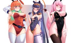 3girls :o arm_up armpits armwear artist_name artist_tag belly_button belly_button_visible_through_clothing belt big_breasts big_chests big_thighs black_bunny_ears black_bunnysuit black_leotard black_nail_polish black_nails blush blushing_at_viewer blushing_female bowtie breasts brown_thigh_socks bunny_ears bunnysuit chest choker death_girl ear elf_ears fake_animal_ears fake_bunny_ears female females glass glove gloved_hand gold_armwear gradient_background gradient_hair green_bow_tie green_bowtie green_hair halo high_resolution holding_object holding_own_ass holding_own_butt holding_own_head holding_own_thigh holding_thigh holding_wine holding_wine_glass hololive hololive_english hololive_myth leotard light-skinned_female light_skin long_hair long_hair_female long_orange_hair long_pink_hair long_purple_hair long_violet_hair medium_boobs medium_breasts medium_chest medium_hair medium_hips medium_thighs mori_calliope neckwear ninomae_ina'nis no_underwear octopus_ears octopus_girl octopus_humanoid orange_bunny_ears orange_bunnysuit orange_hair orange_leotard phoenix_girl pink_eyes pink_hair purple_bunnysuit purple_choker purple_glove purple_gloves purple_hair purple_leotard purple_neckwear red_eyes reflection reflective_body reflective_clothing reflective_hair reflective_skin sexy sexy_body sexy_female sexy_pose shy shy_expression shy_female shy_girl sole_(solevis_on/soledoesart) squishy squishy_ass squishy_breasts squishy_butt squishy_thighs stars_and_stripes takanashi_kiara thick_hips thick_thighs thigh_socks trio two_tone_hair upscaled violet_eyes violet_hair virtual_youtuber vtuber vtuberfanart vtubers waifu2x watermark white_armwear white_background white_thigh_socks wine wine_glass women
