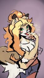 after_masturbation after_orgasm after_sex anthro anthro_female cum cum_licking cum_swallow female furry furry_female sairy sperm tongue_out