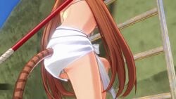1girls 3d alternate_costume animated ass breasts brown_hair cat_tail clothing eiyuu_densetsu estelle_bright exposed_shoulders falcom female gif ladder long_hair panties sandals sideboob sora_no_kiseki swimsuit thighs trails_in_the_sky twintails white_panties