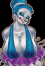 1girls 2025 ballora_(fnafsl) big_breasts black_background blue_dress blue_eyeshadow blue_hair breasts cleavage closed_eyes female female_only five_nights_at_freddy's five_nights_at_freddy's:_sister_location huge_breasts pink_lips pink_lipstick purple_skirt revealing_clothes revealing_dress scottgames short_hair solo thick_thighs thighs tied_hair tutu white_body white_skin xrobinsfw