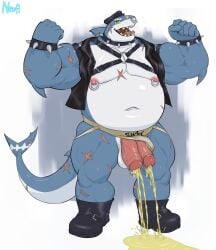 2_penises abdominal_scar accessory aegir_carcharias anthro arm_scar aroused aroused_face aroused_male aroused_smile balls beer_belly belly biceps big_belly big_muscles biker biker_boots biker_cap biker_jacket black_boots black_bracelet black_cap black_clothing black_footwear black_harness black_hat black_headwear black_jacket black_leather black_leather_jacket black_topwear black_wristband blue_body blue_scales bodily_fluids boots bracelet chest_scar clothed clothing cock_ring collar diphallia diphallism erection exposed_belly exposed_chest facial_piercing facial_scar fangs fish fist flexing flexing_bicep flexing_both_biceps flexing_muscles flexing_pecs flirting flirting_with_viewer footwear genital_fluids genital_piercing genitals grey_body grey_scales grin grinning_at_viewer harness hat headgear headwear hi_res jacket jewelry jockstrap leather leather_boots leather_bracelet leather_clothing leather_collar leather_daddy leather_footwear leather_harness leather_jacket leather_topwear leather_wristband leg_scar looking_at_viewer male male_only male_peeing manly marine multi_genitalia multi_penis musclegut muscles muscular muscular_anthro muscular_male neofi nipple_piercing nipple_ring nipples nose_piercing nose_ring open_clothing open_jacket open_topwear pantsless pantsless_anthro pantsless_male partially_clothed partially_clothed_anthro partially_clothed_male pecs peeing peeing_on_ground peeing_while_erect penis penis_accessory penis_jewelry penis_piercing penis_poking_out piercing presenting presenting_pecs presenting_penis raised_arms rebel ring_piercing scales scar scarred_body seducing_viewer seductive shadow shark shoes showing_off_muscles simple_background smile smiling_at_viewer solo spiked_bracelet spiked_collar spiked_wristband spikes standing steam tail_scar teeth thick_arms thick_thighs tongue topwear tough_guy underwear urine urine_on_ground urine_pool urine_stream vein veiny_penis watersports white_background white_clothing white_jockstrap white_underwear wristband yellow_eyes