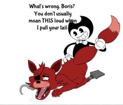2boys ahe_gao anal anal_sex animated animatronic bendy bendy_and_the_ink_machine bendy_the_dancing_demon comic demon drooling fazbear_&_friends fazbear_&_friends_(zamination) five_nights_at_freddy's fox fox_tail foxy_(fnaf) funny furry gay gay_sex jjjuicyva male meme misunderstanding moaning mp4 pirate pulling_tail small_dom_big_sub sound tagme tail video voice_acted yaoi zamination