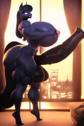 ai_generated anthro erection futa_only futanari gigantic_penis horsecock huge_breasts huge_penis huge_testicles hyper_penis muscular_female muscular_futanari muscular_legs my_little_pony octavia_melody purple_skin solo thick_thighs veiny_penis what