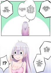 crop_top doujin doujinshi lin_(artist) long_hair manga mother_and_daughter original panties phone scared shocked silver_hair surprised