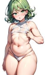 1girls ai_generated anime_style cameltoe chubby chubby_belly chubby_female crop_top fat fat_belly fat_butt fat_thighs fat_woman female flat_chest green_eyes green_hair one-punch_man overweight overweight_female panties small_breasts stable_diffusion tatsumaki thick thick_female thick_thighs underwear weight weight_gain