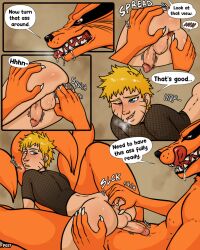 anal big_penis comic cum english_text feral knot kurama male/male naruto naruto_shippuden oral prince-vulpine size_difference text uzumaki_naruto