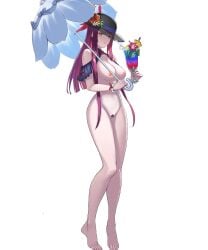 1girls alternate_costume bare_legs barefoot beauty_mark breasts cuboon drink edit female female_only female_pubic_hair fire_emblem fire_emblem_engage fire_emblem_heroes full_body hat ivy_(fire_emblem) ivy_(summer)_(fire_emblem) large_breasts legs looking_at_viewer mole mole_under_mouth nail_polish naked_hat nintendo nipples nude nude_female nude_filter official_alternate_costume parasol pink_eyes pink_nails pubic_hair purple_hair pussy samuraijam34 smile solo transparent_background umbrella very_long_hair