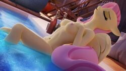 3d 3d_(artwork) absurd_res alcohors anthro anthrofied breasts digital_media_(artwork) equid equine feathers female fingering fingering_self fluttershy_(mlp) friendship_is_magic hair hasbro hi_res mammal masturbation my_little_pony navel nipples pegasus pink_hair solo straight_hair wings yellow_body yellow_feathers