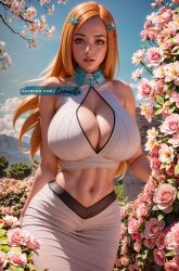 ai_generated big_breasts bleach bleach:_the_thousand-year_blood_war breasts cleavage coomette huge_breasts inoue_orihime mommy orange_hair red_hair shounen_jump