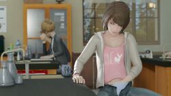 3d 3girls classroom exhunter female female_only hand_in_own_panties hand_in_panties juliet_watson kate_marsh life_is_strange max_caulfield public public_masturbation stealth_masturbation unaware yuri