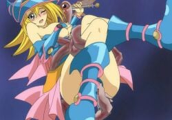 black_magician_girl breasts breasts_out censored clothed clothing covering_breasts dark_magician_girl monster mr_trace_mosha one_eye_closed panties_aside pussy sex tentacle vaginal_penetration yu-gi-oh!