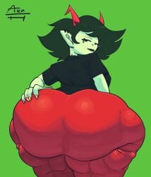 aka_h homestuck huge_ass huge_thighs hyper_ass kanaya_maryam muscular muscular_thighs red_dress thick thick_ass thick_hips thick_legs thick_thighs troll