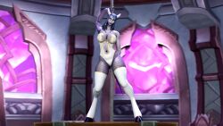 1girls 3d ass ass blue_eyes blue_hair breasts draenei hooves horn kaminakirei leotard lylly pantyhose pole_dancing purple_skin source_filmmaker stockings tail world_of_warcraft